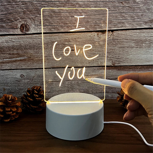 Transparent Unique Luminous LED Night Light USB with message board, easily erasable