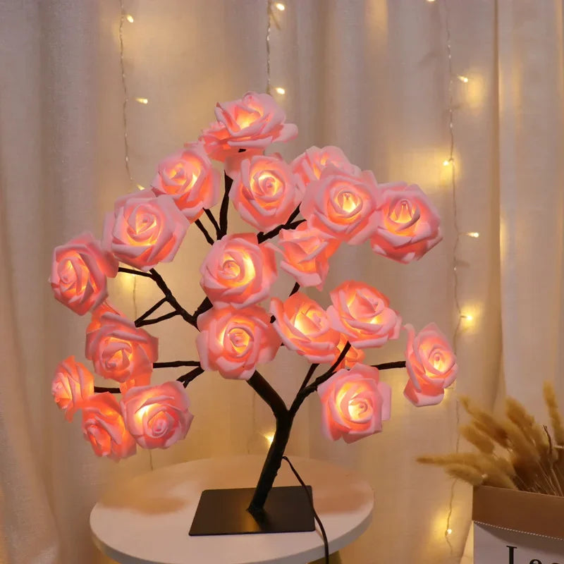 LED Table Lamp Rose Flower Tree USB Night Lights Home Decoration LED Table Lights Parties, Wedding ,Bedroom Decor