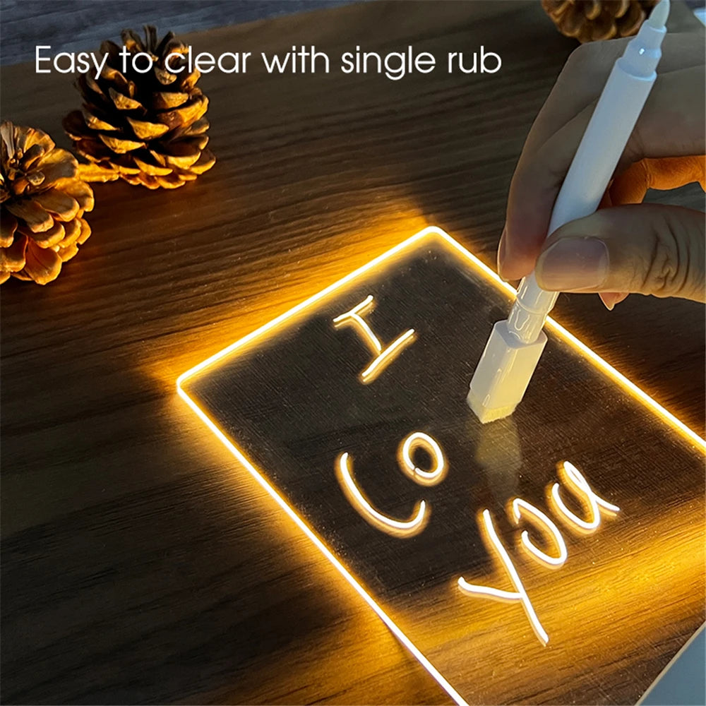 Transparent Unique Luminous LED Night Light USB with message board, easily erasable