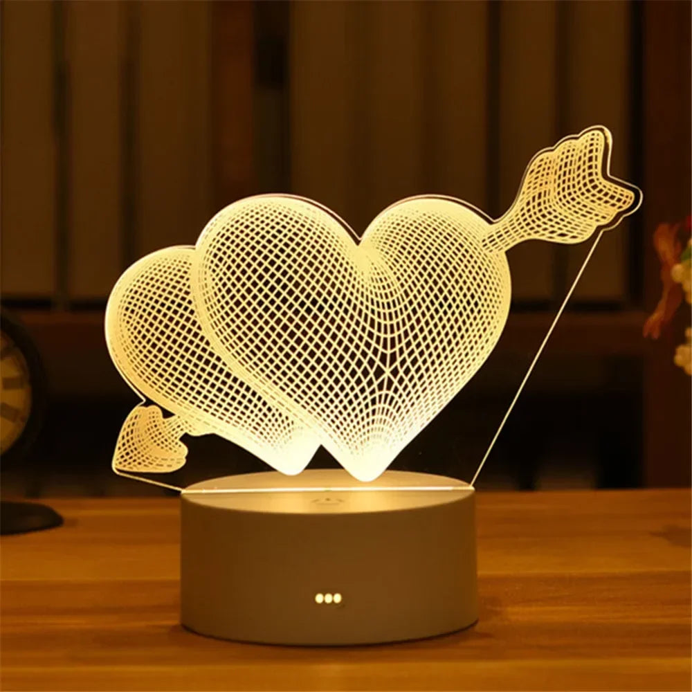 Wedding Birthday Gift Love 3D Acrylic Neon Sign USB Led Lamp Children's Night Lights Table Lamp Valentines Day Bedside Lamp